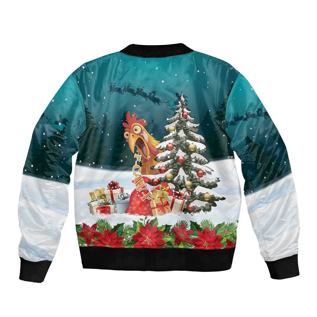 F Caw F Chicken Sleeve Zip Bomber Jacket Funny Christmas - Wonder Print Shop