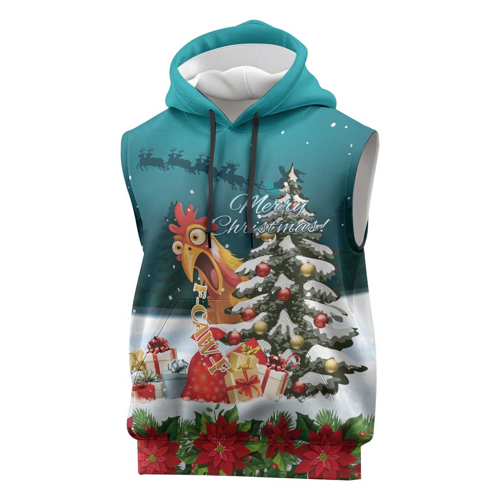 F Caw F Chicken Sleeveless Hoodie Funny Christmas - Wonder Print Shop