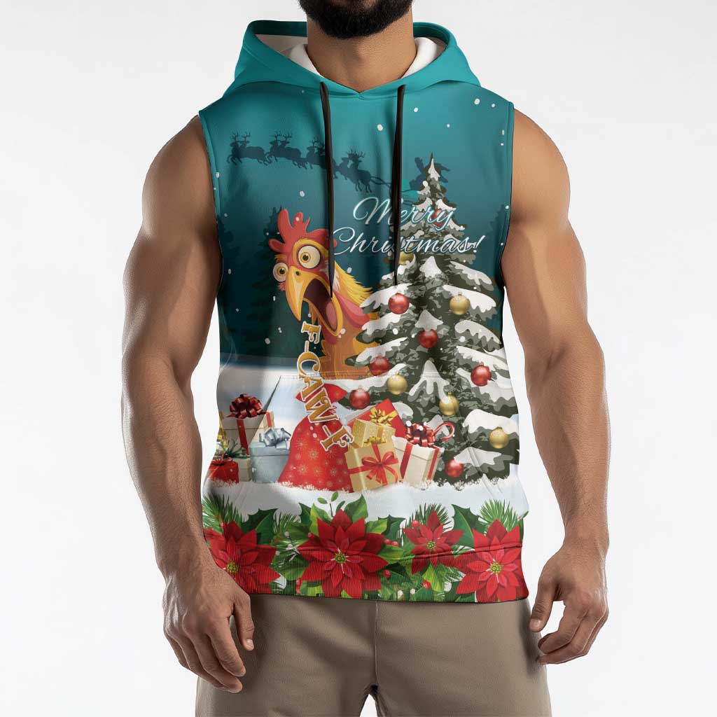 F Caw F Chicken Sleeveless Hoodie Funny Christmas - Wonder Print Shop