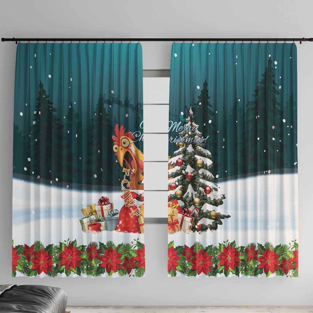 F Caw F Chicken Window Curtain Funny Christmas - Wonder Print Shop