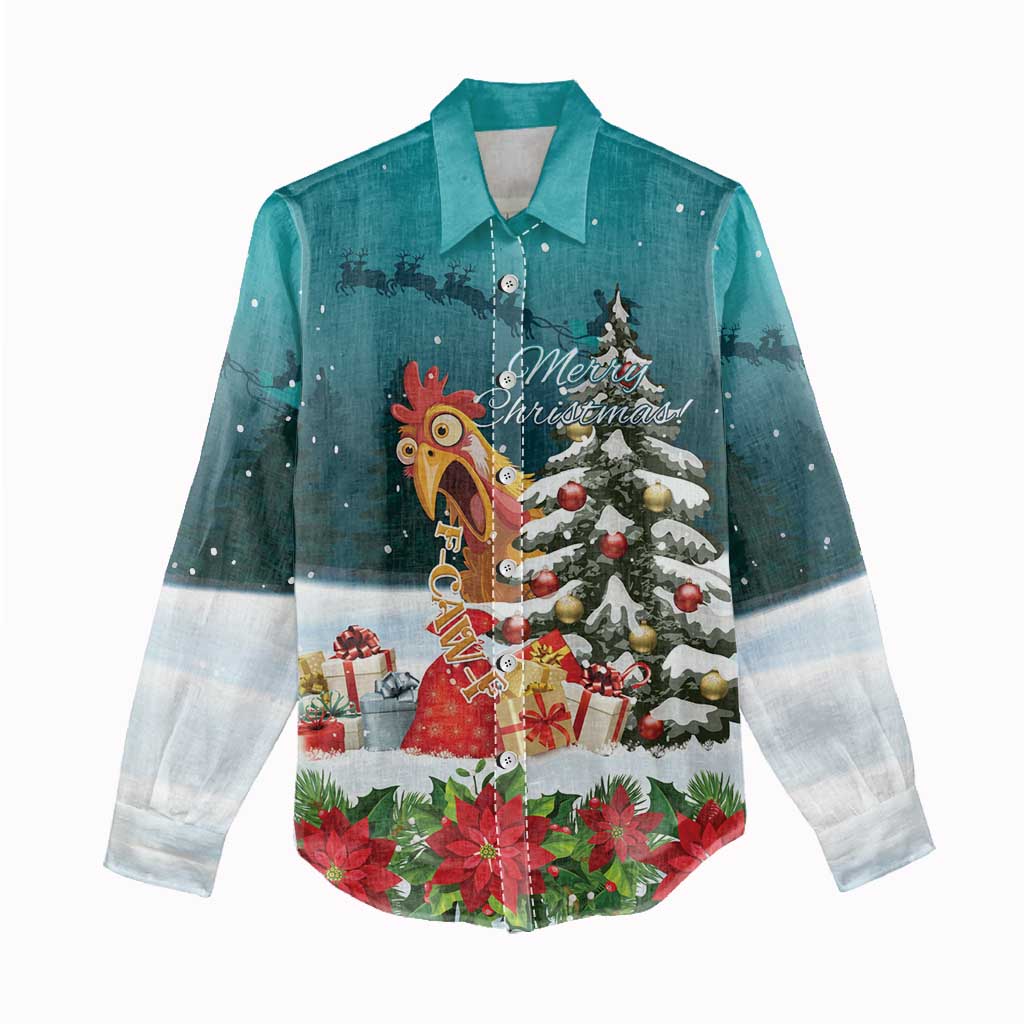 F Caw F Chicken Women Casual Shirt Funny Christmas - Wonder Print Shop