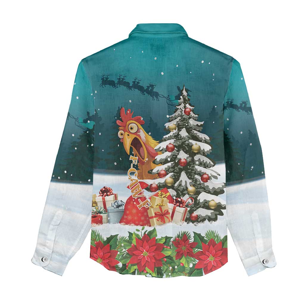 F Caw F Chicken Women Casual Shirt Funny Christmas - Wonder Print Shop