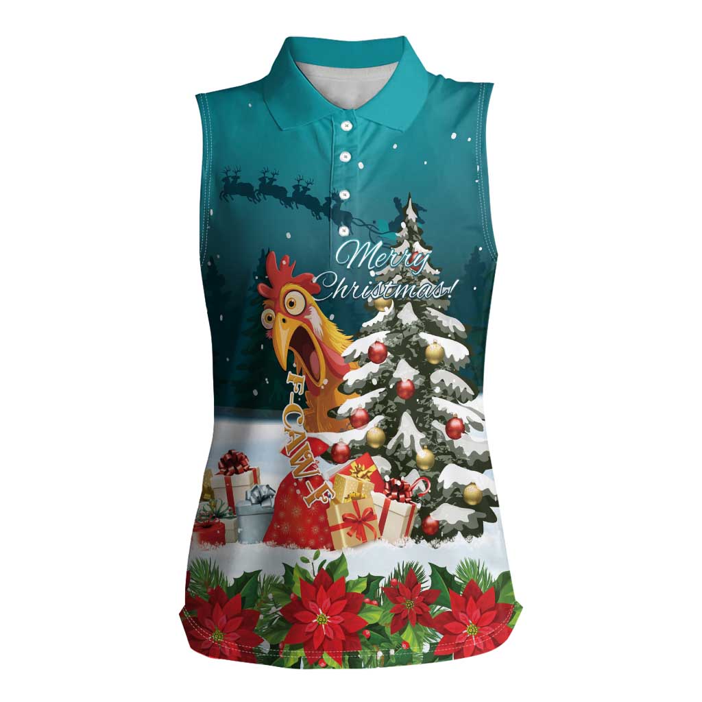 F Caw F Chicken Women Sleeveless Polo Shirt Funny Christmas - Wonder Print Shop