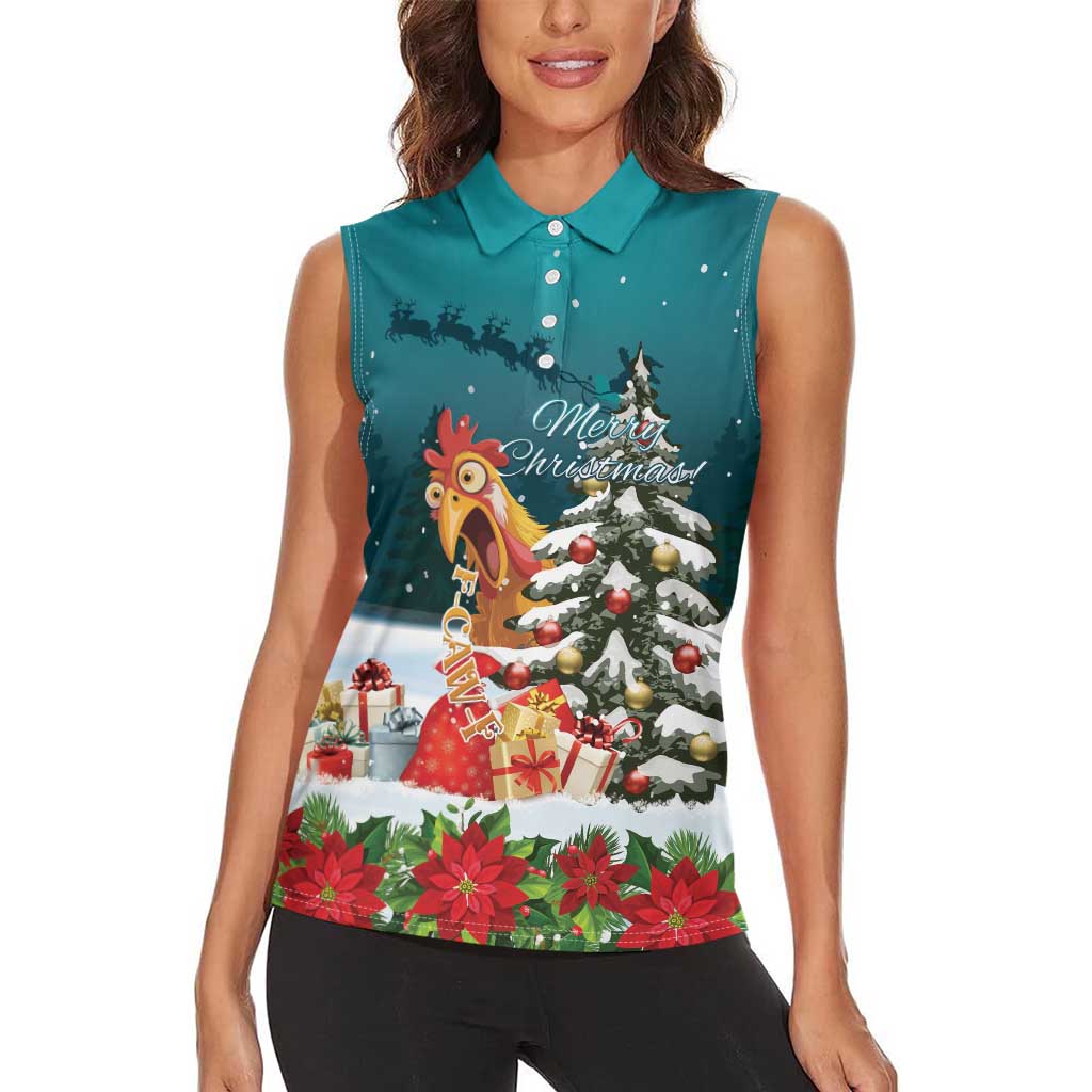 F Caw F Chicken Women Sleeveless Polo Shirt Funny Christmas - Wonder Print Shop