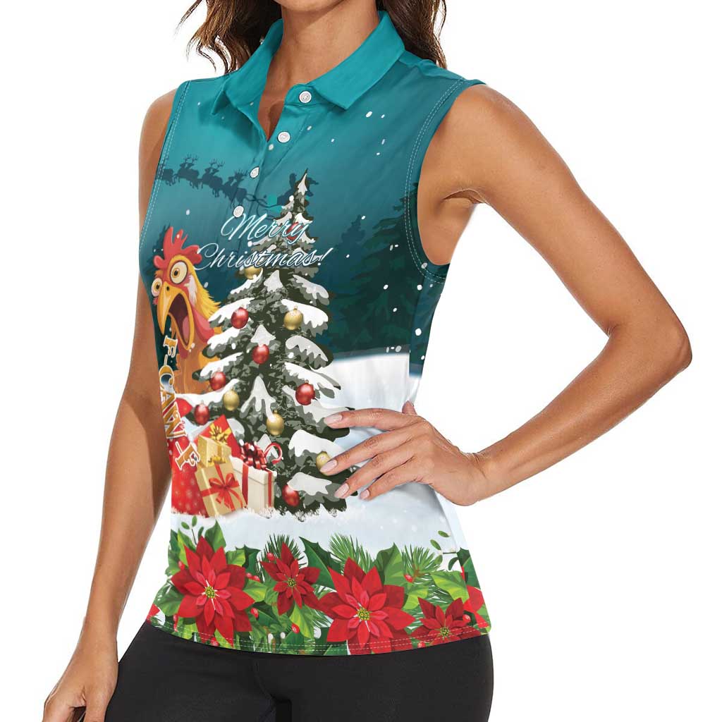 F Caw F Chicken Women Sleeveless Polo Shirt Funny Christmas - Wonder Print Shop