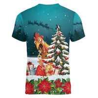 F Caw F Chicken Women V-Neck T-Shirt Funny Christmas - Wonder Print Shop