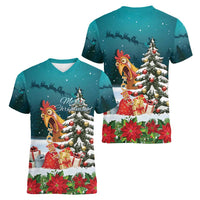 F Caw F Chicken Women V-Neck T-Shirt Funny Christmas - Wonder Print Shop