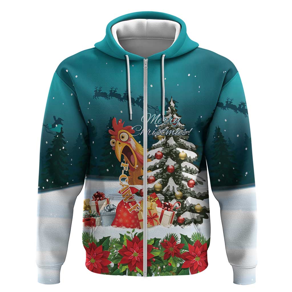 F Caw F Chicken Zip Hoodie Funny Christmas - Wonder Print Shop