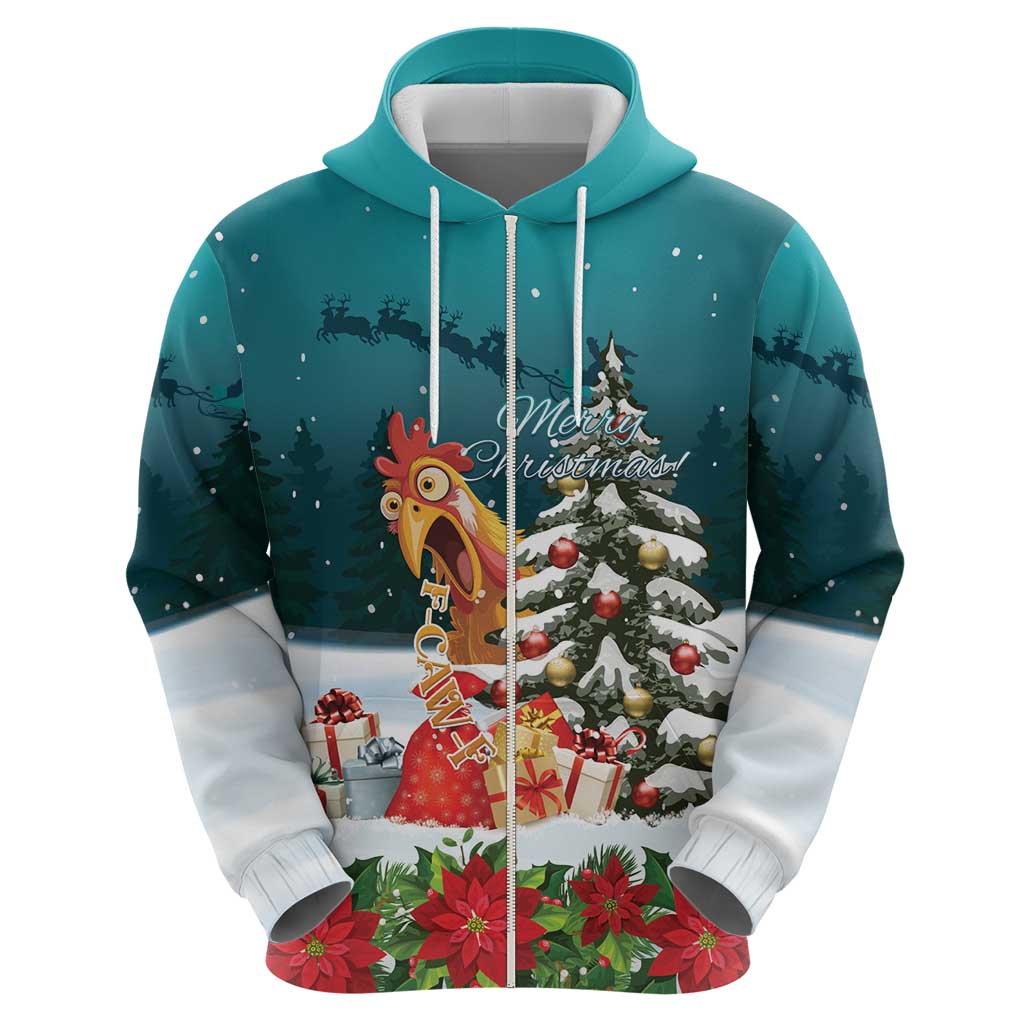 F Caw F Chicken Zip Hoodie Funny Christmas - Wonder Print Shop