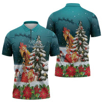 F Caw F Chicken Zipper Polo Shirt Funny Christmas - Wonder Print Shop