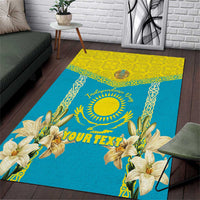 Personalised Kazakhstan Independence Day Area Rug Lilium Peregrinum - Kazakh Pattern - Wonder Print Shop