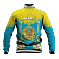 Personalised Kazakhstan Independence Day Baseball Jacket Lilium Peregrinum - Kazakh Pattern - Wonder Print Shop