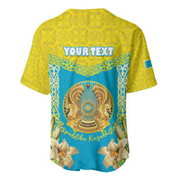 Personalised Kazakhstan Independence Day Baseball Jersey Lilium Peregrinum - Kazakh Pattern - Wonder Print Shop