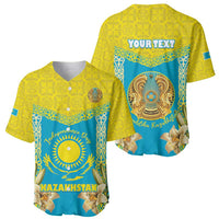 Personalised Kazakhstan Independence Day Baseball Jersey Lilium Peregrinum - Kazakh Pattern - Wonder Print Shop