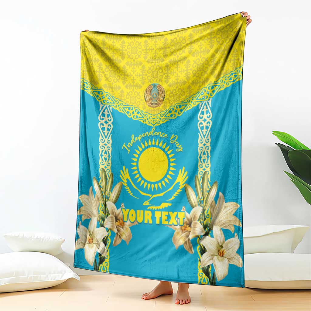Personalised Kazakhstan Independence Day Blanket Lilium Peregrinum - Kazakh Pattern