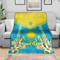 Personalised Kazakhstan Independence Day Blanket Lilium Peregrinum - Kazakh Pattern