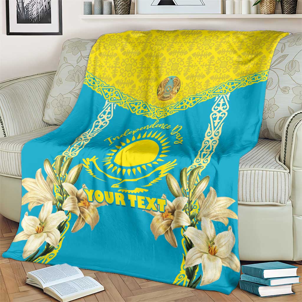 Personalised Kazakhstan Independence Day Blanket Lilium Peregrinum - Kazakh Pattern