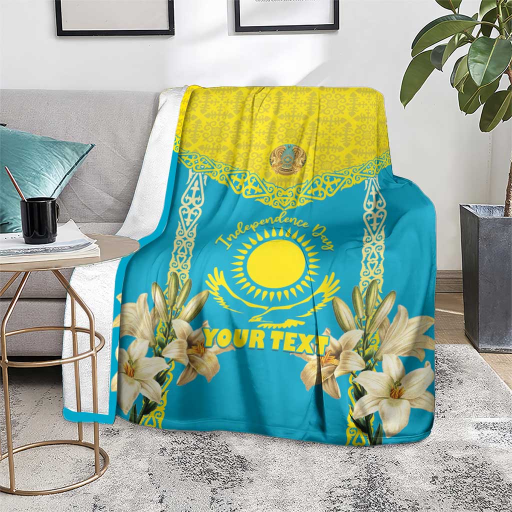 Personalised Kazakhstan Independence Day Blanket Lilium Peregrinum - Kazakh Pattern