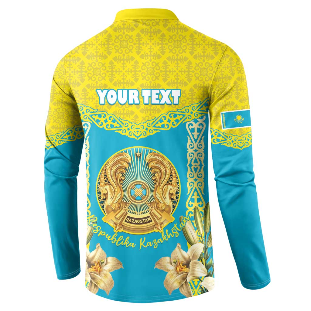 Personalised Kazakhstan Independence Day Button Sweatshirt Lilium Peregrinum - Kazakh Pattern - Wonder Print Shop