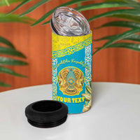 Personalised Kazakhstan Independence Day 4 in 1 Can Cooler Tumbler Lilium Peregrinum - Kazakh Pattern - Wonder Print Shop
