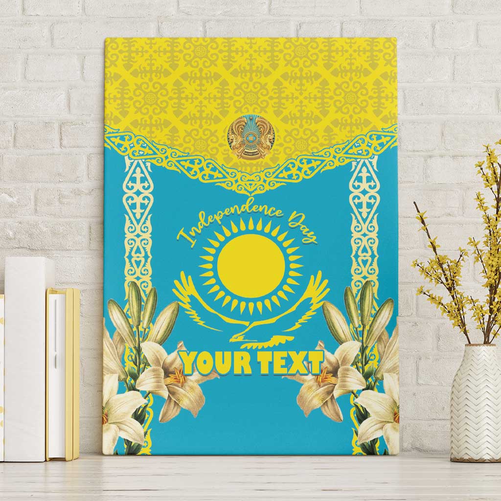 Personalised Kazakhstan Independence Day Canvas Wall Art Lilium Peregrinum - Kazakh Pattern - Wonder Print Shop