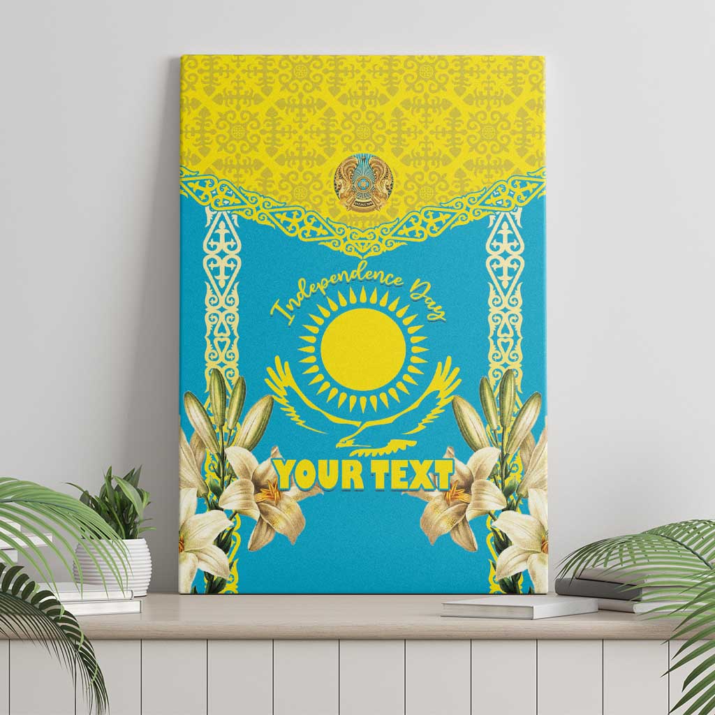 Personalised Kazakhstan Independence Day Canvas Wall Art Lilium Peregrinum - Kazakh Pattern - Wonder Print Shop
