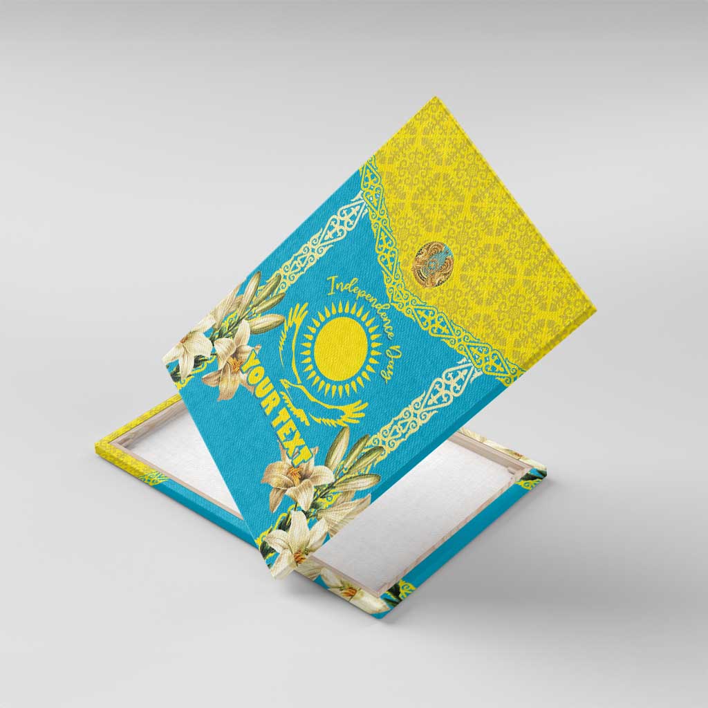 Personalised Kazakhstan Independence Day Canvas Wall Art Lilium Peregrinum - Kazakh Pattern - Wonder Print Shop