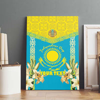 Personalised Kazakhstan Independence Day Canvas Wall Art Lilium Peregrinum - Kazakh Pattern - Wonder Print Shop
