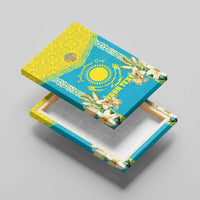 Personalised Kazakhstan Independence Day Canvas Wall Art Lilium Peregrinum - Kazakh Pattern - Wonder Print Shop