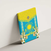 Personalised Kazakhstan Independence Day Canvas Wall Art Lilium Peregrinum - Kazakh Pattern - Wonder Print Shop