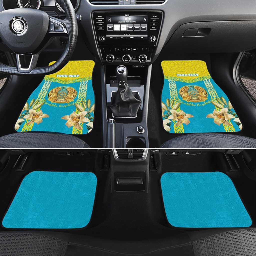 Personalised Kazakhstan Independence Day Car Mats Lilium Peregrinum - Kazakh Pattern - Wonder Print Shop