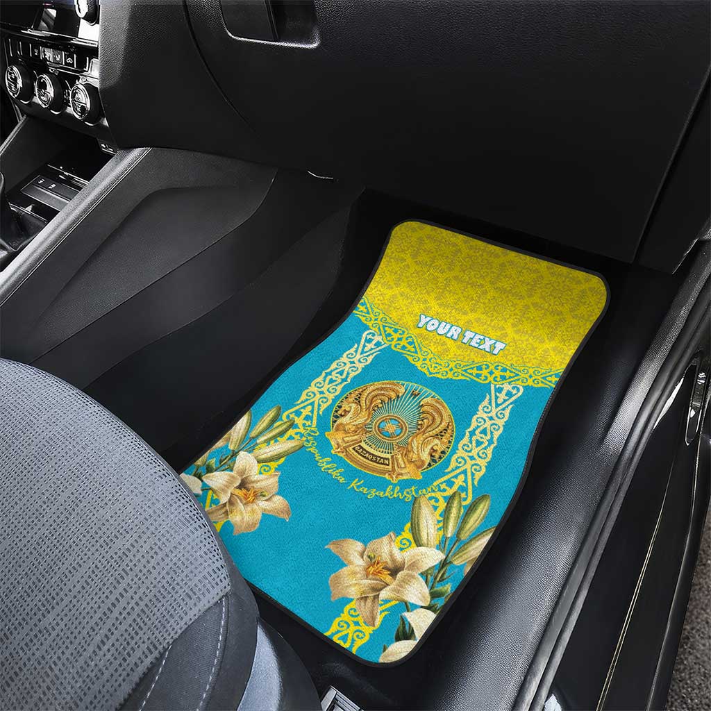 Personalised Kazakhstan Independence Day Car Mats Lilium Peregrinum - Kazakh Pattern - Wonder Print Shop