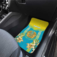 Personalised Kazakhstan Independence Day Car Mats Lilium Peregrinum - Kazakh Pattern - Wonder Print Shop