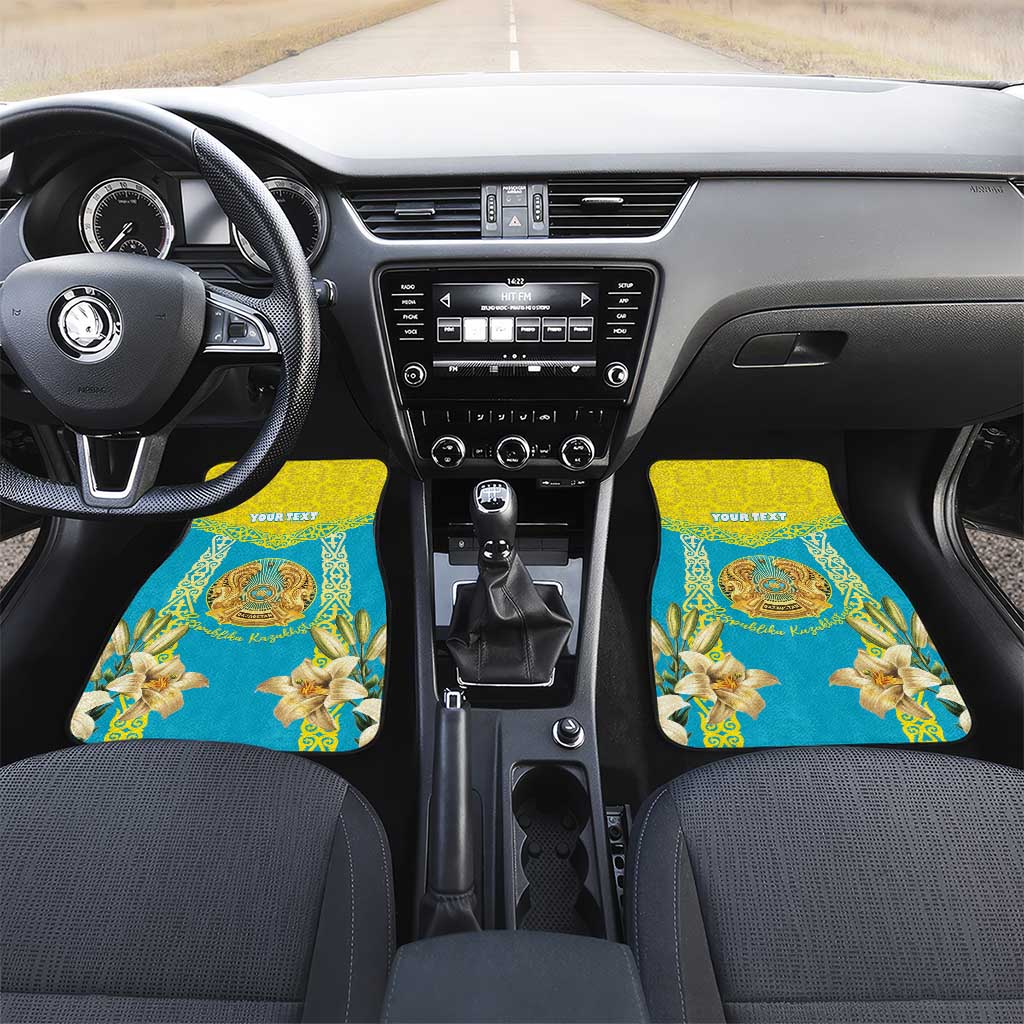 Personalised Kazakhstan Independence Day Car Mats Lilium Peregrinum - Kazakh Pattern - Wonder Print Shop