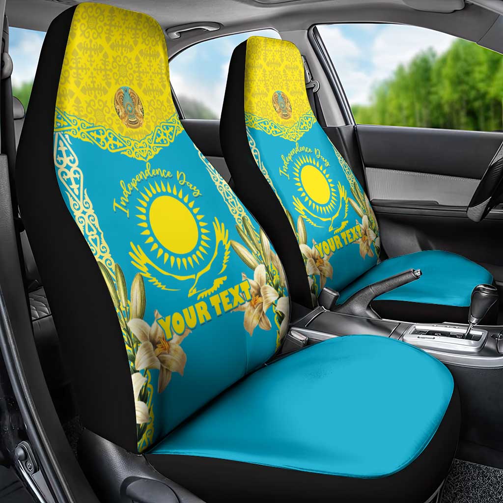 Personalised Kazakhstan Independence Day Car Seat Cover Lilium Peregrinum - Kazakh Pattern - Wonder Print Shop