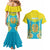 Personalised Kazakhstan Independence Day Couples Matching Mermaid Dress and Hawaiian Shirt Lilium Peregrinum - Kazakh Pattern - Wonder Print Shop