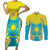 Personalised Kazakhstan Independence Day Couples Matching Short Sleeve Bodycon Dress and Long Sleeve Button Shirt Lilium Peregrinum - Kazakh Pattern - Wonder Print Shop