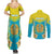 Personalised Kazakhstan Independence Day Couples Matching Summer Maxi Dress and Long Sleeve Button Shirt Lilium Peregrinum - Kazakh Pattern - Wonder Print Shop