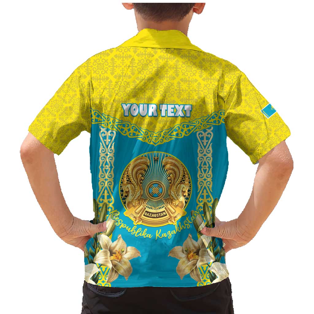 Personalised Kazakhstan Independence Day Family Matching Mermaid Dress and Hawaiian Shirt Lilium Peregrinum - Kazakh Pattern - Wonder Print Shop