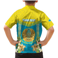 Personalised Kazakhstan Independence Day Family Matching Mermaid Dress and Hawaiian Shirt Lilium Peregrinum - Kazakh Pattern - Wonder Print Shop