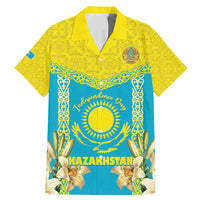 Personalised Kazakhstan Independence Day Family Matching Mermaid Dress and Hawaiian Shirt Lilium Peregrinum - Kazakh Pattern - Wonder Print Shop