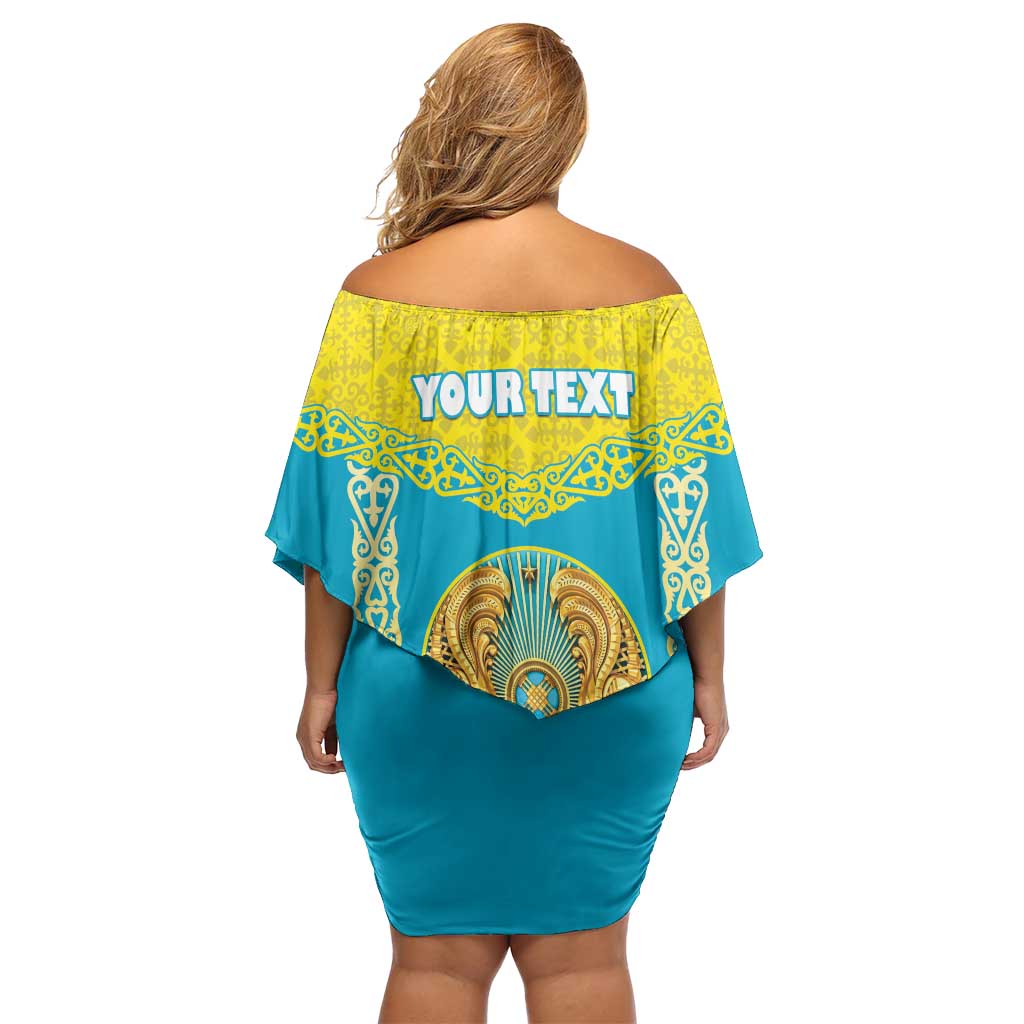 Personalised Kazakhstan Independence Day Family Matching Off Shoulder Short Dress and Hawaiian Shirt Lilium Peregrinum - Kazakh Pattern - Wonder Print Shop