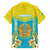 Personalised Kazakhstan Independence Day Family Matching Short Sleeve Bodycon Dress and Hawaiian Shirt Lilium Peregrinum - Kazakh Pattern - Wonder Print Shop