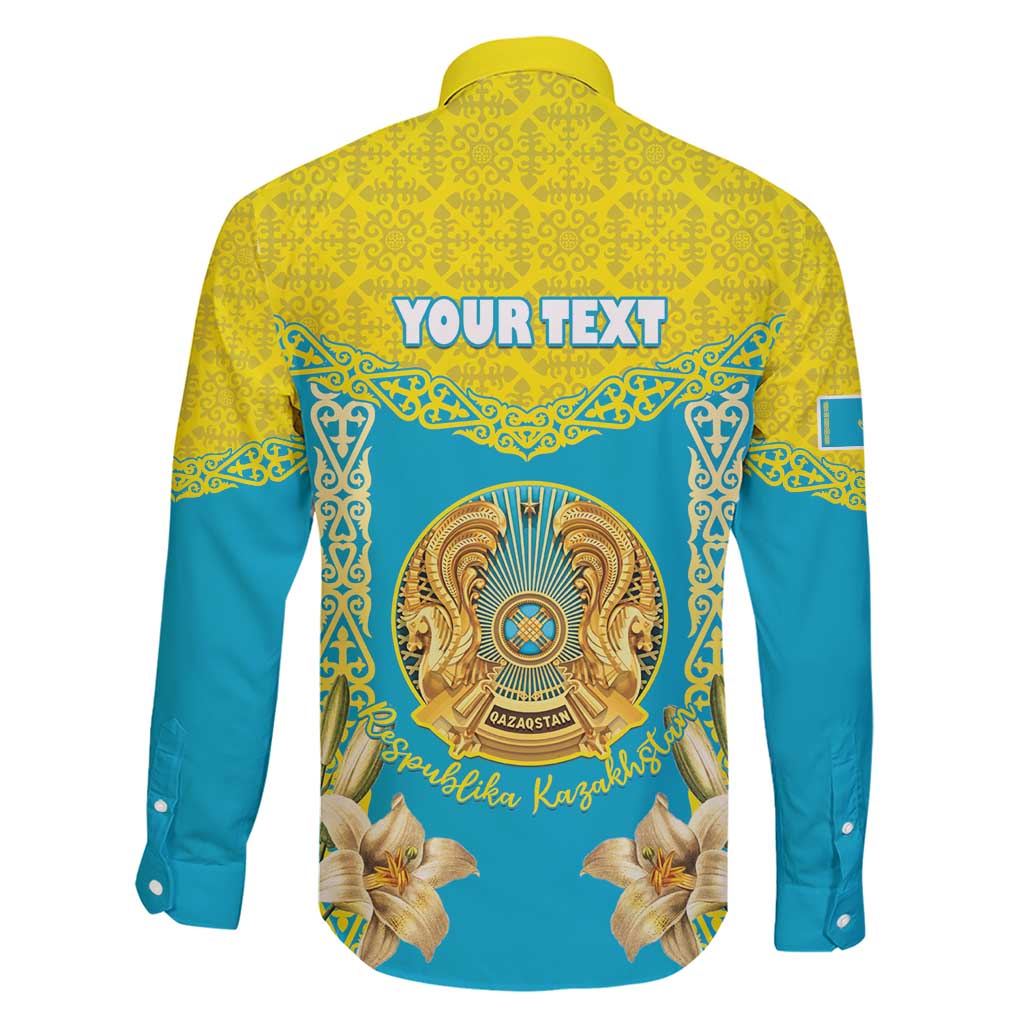 Personalised Kazakhstan Independence Day Family Matching Short Sleeve Bodycon Dress and Hawaiian Shirt Lilium Peregrinum - Kazakh Pattern - Wonder Print Shop