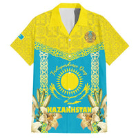 Personalised Kazakhstan Independence Day Family Matching Summer Maxi Dress and Hawaiian Shirt Lilium Peregrinum - Kazakh Pattern - Wonder Print Shop