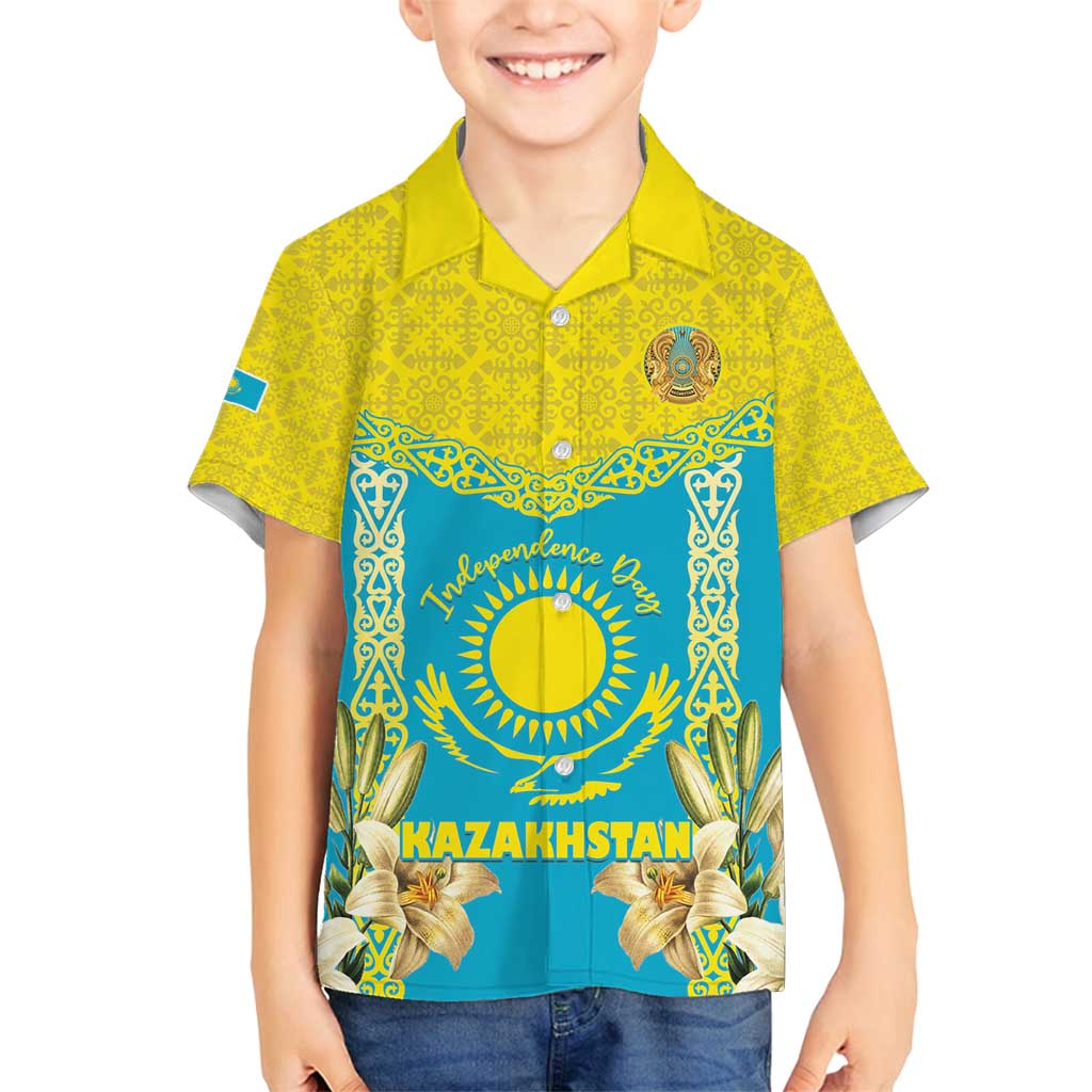 Personalised Kazakhstan Independence Day Family Matching Tank Maxi Dress and Hawaiian Shirt Lilium Peregrinum - Kazakh Pattern - Wonder Print Shop