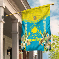 Personalised Kazakhstan Independence Day Garden Flag Lilium Peregrinum - Kazakh Pattern - Wonder Print Shop