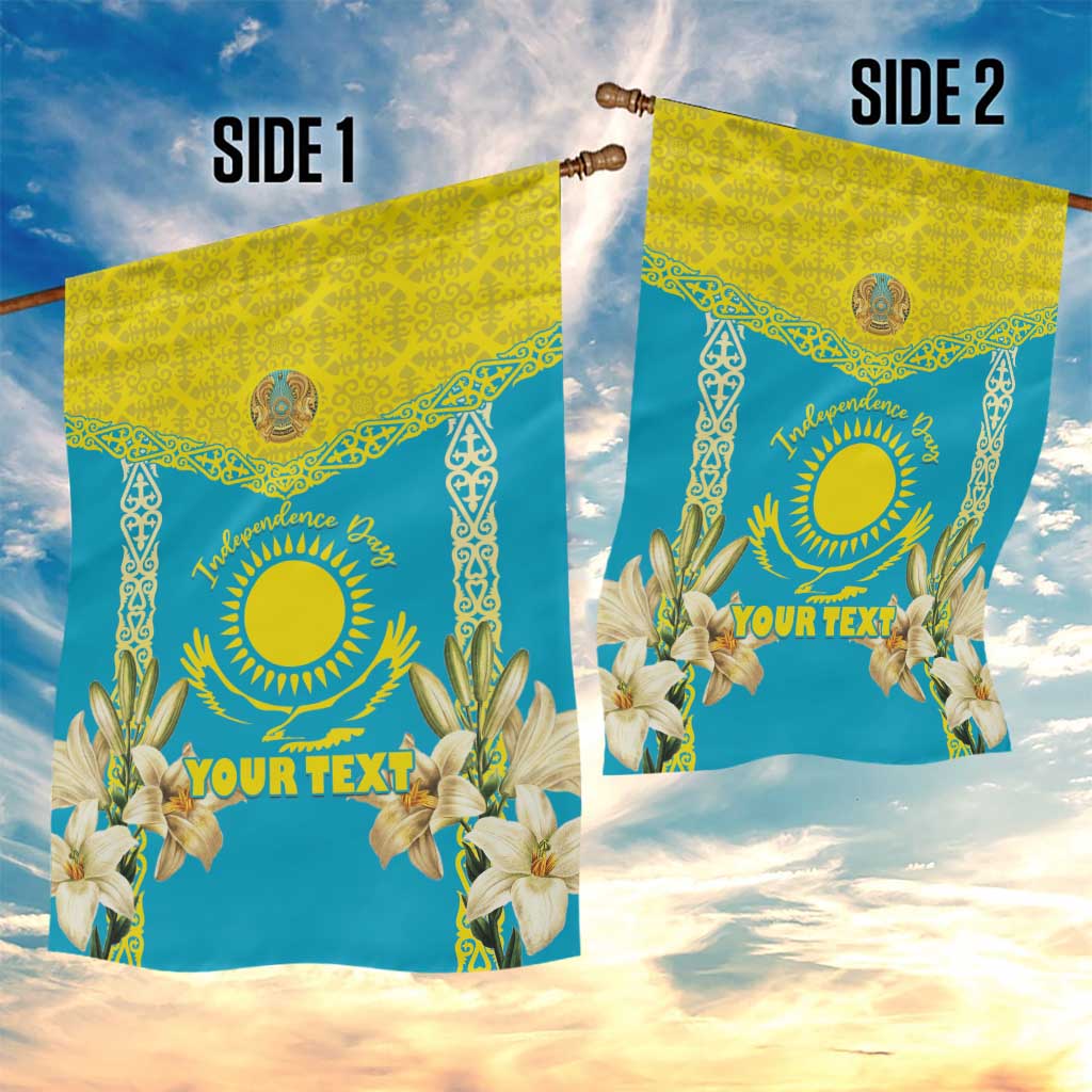 Personalised Kazakhstan Independence Day Garden Flag Lilium Peregrinum - Kazakh Pattern - Wonder Print Shop