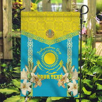 Personalised Kazakhstan Independence Day Garden Flag Lilium Peregrinum - Kazakh Pattern - Wonder Print Shop