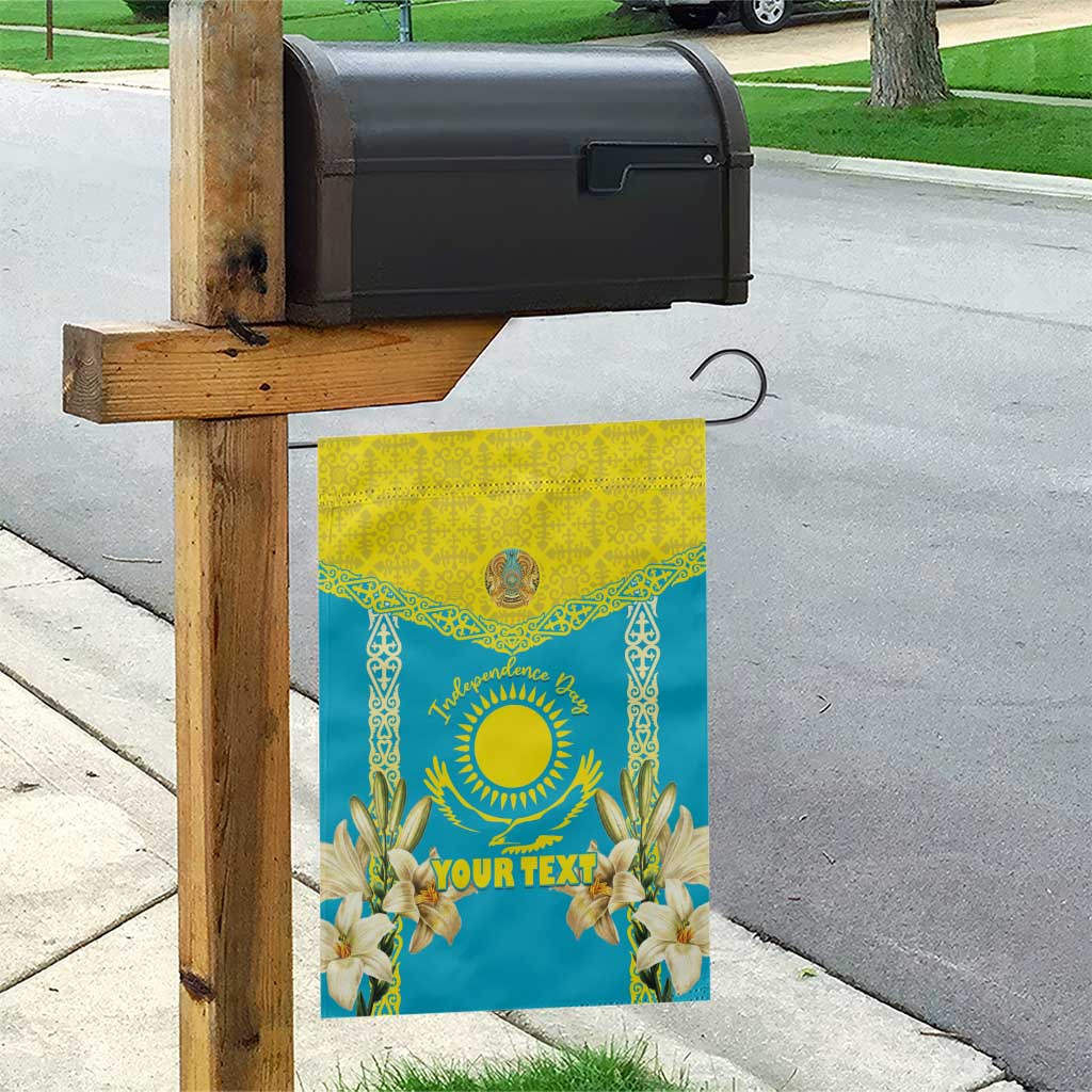 Personalised Kazakhstan Independence Day Garden Flag Lilium Peregrinum - Kazakh Pattern - Wonder Print Shop